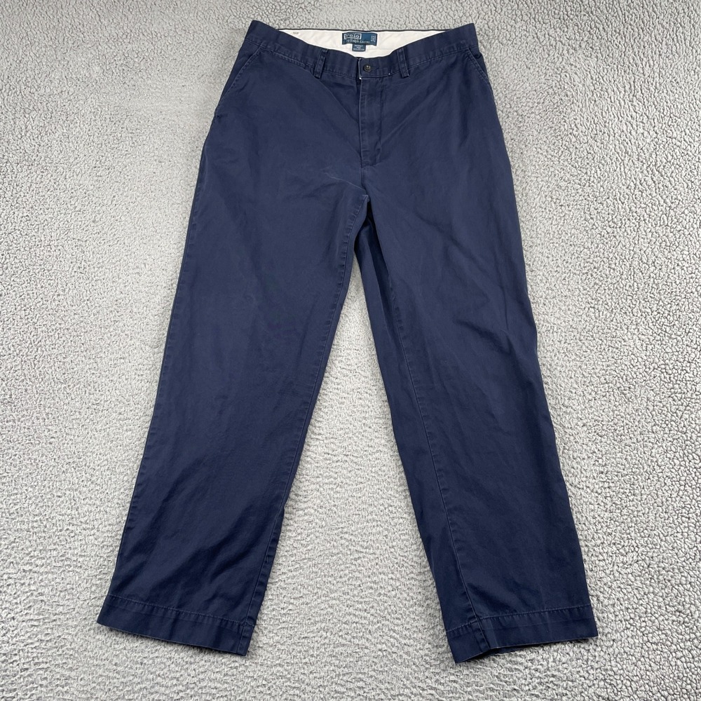 VTG Polo Ralph Lauren Pants Mens 34/30 Blue Prospect Pant Chino Straight Cotton